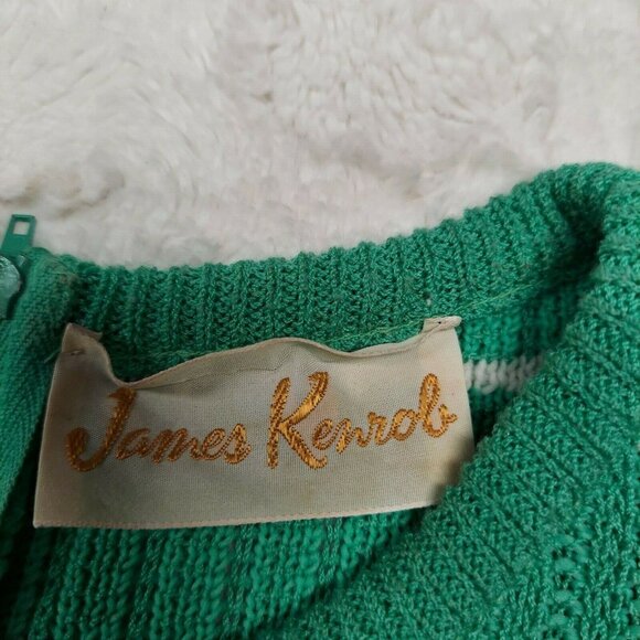 James Kenrob Womens Sweater Medium Open Knit Tie Waist Back Zip Striped Green - Picture 3 of 9